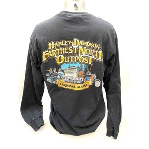 2005 Harley Davidson Farthest North Outpost Fairbanks Alaska T-Shirt Size L VTG
